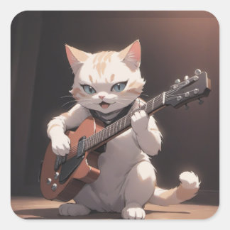 Adesivo Quadrado Engraçado Tocando Violão