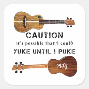 Adesivo Quadrado Engraçado Ukulele Musical Humor