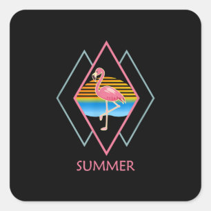 Adesivo Quadrado Engraçado Verão Flamingo Flamingo Lover