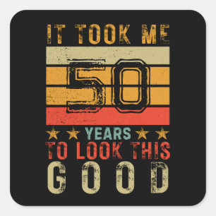 Adesivo Quadrado Engraçado vintage, data de aniversário para homens