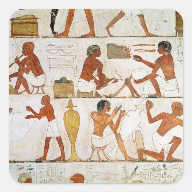 Adesivo Quadrado Engraçamento e polimento de vasos em ouro e (Frente)