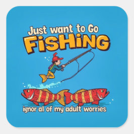 Adesivo Quadrado Enguia em relaxamento: Fuga Adulta com Pesca