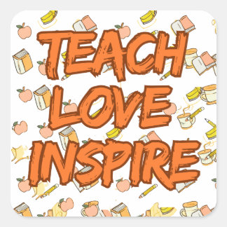 Adesivo Quadrado Ensinar Amor Inspire Retro Teacher Cotação