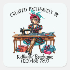 Adesivo Quadrado Então, Vestido de Costura Bonito