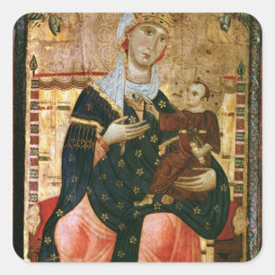 Adesivo Quadrado Enthroned Madonna and Child, c.1260
