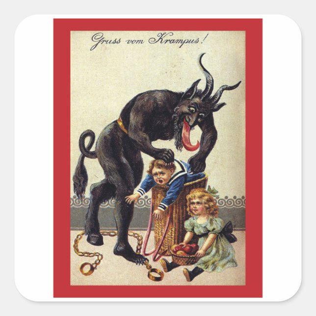 Adesivo Quadrado Entra na bolsa Kids- Vintage Krampus (Frente)