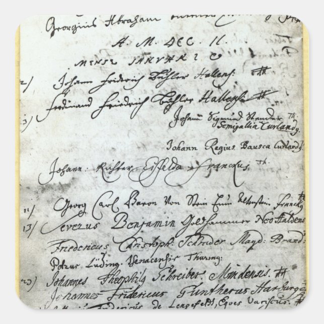 Adesivo Quadrado Entrada nos registros da Halle University (Frente)