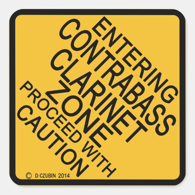 Adesivo Quadrado Entrando na zona Clarinet do Contrabass (Frente)