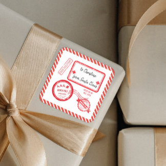 Adesivo Quadrado Entrega de Correio do Polo Norte no Natal a partir