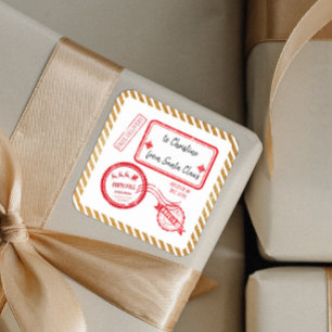 Adesivo Quadrado Entrega de Correspondências do Polo Norte pelo Pap