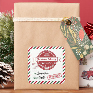 Adesivo Quadrado Entrega Especial De Natal De Papais noeis