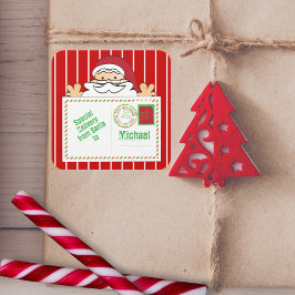 Adesivo Quadrado Entrega Especial do Cartoon de Papais noeis para C