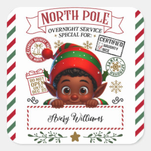 Adesivo Quadrado Entrega Especial Do Elf De Natal Bonito De Papais