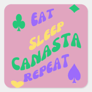 Adesivo Quadrado Entusiasta Canasta Mantra Come Sleep Canasta repet
