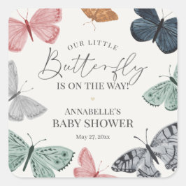 Adesivo Quadrado Envelope Boho Butterfly Chá de fraldas Invite