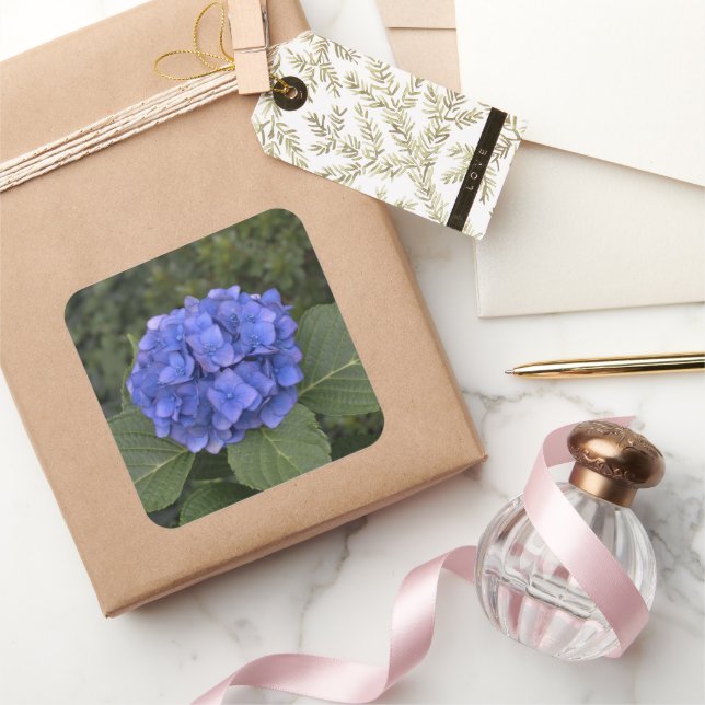 Adesivo Quadrado Envelope Casado Stickers Blue Hydrangea Flower (Presentear)