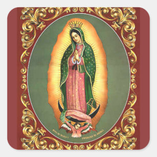 Adesivo Quadrado Envelope de Arte Folk de Guadalupe