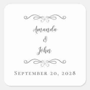 Adesivo Quadrado Envelope De Casamento Elegante Favorito Obrigado C