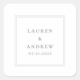 Adesivo Quadrado Envelope de Casamento Fala Cinza Moderna Minimalis
