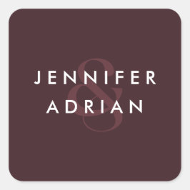 Adesivo Quadrado Envelope de Casamento Moderno Mínimo Marrom-Selvag