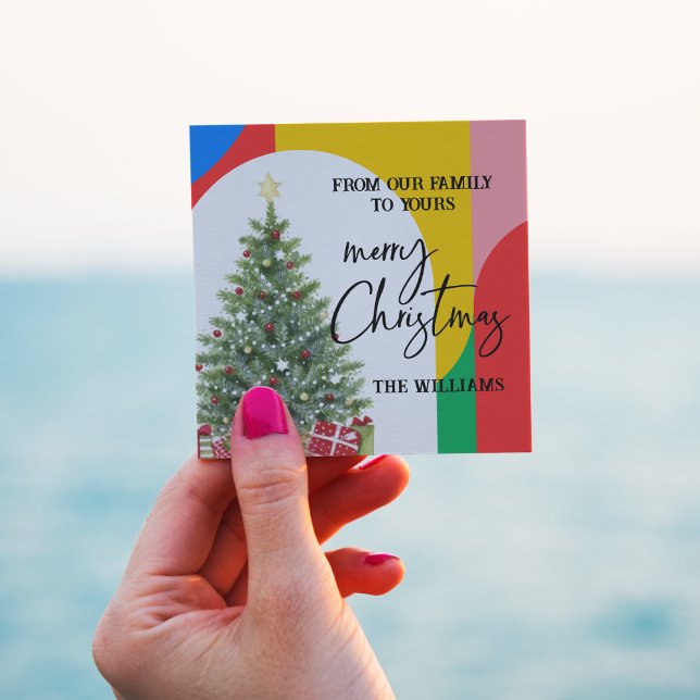 Adesivo Quadrado Envelope de Natal de Padrão Geométrico para abstra (Abstract Geometric Pattern Christmas Envelope Square Sticker)