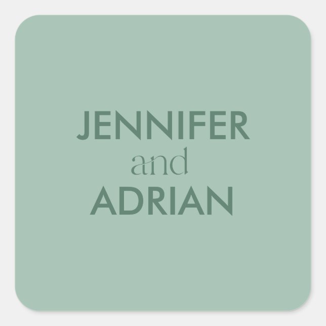 Adesivo Quadrado Envelope Mínimo Elegante de Casamento Moderno (Frente)