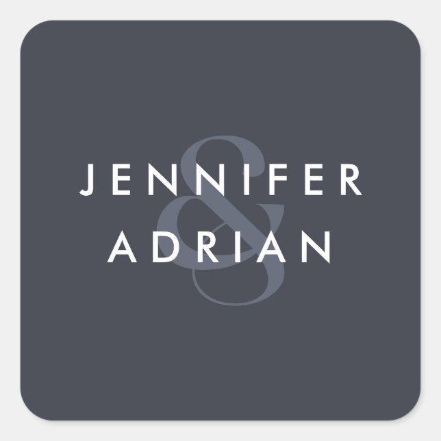 Adesivo Quadrado Envelope Moderno de Casamento de Tinta Lula Mínima (Frente)