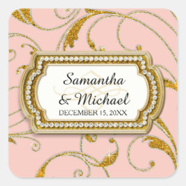 Adesivo Quadrado Envelope Seal Glam Velha Regência Hollywood Black