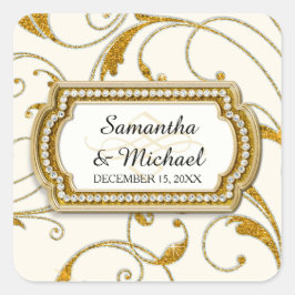 Adesivo Quadrado Envelope Seal Glam Velha Regência Hollywood Black