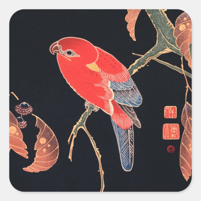 ADESIVO QUADRADO ENVELOPE SEAL STICKER: BLOCO DE MADEIRA JAPONÊS (Frente)