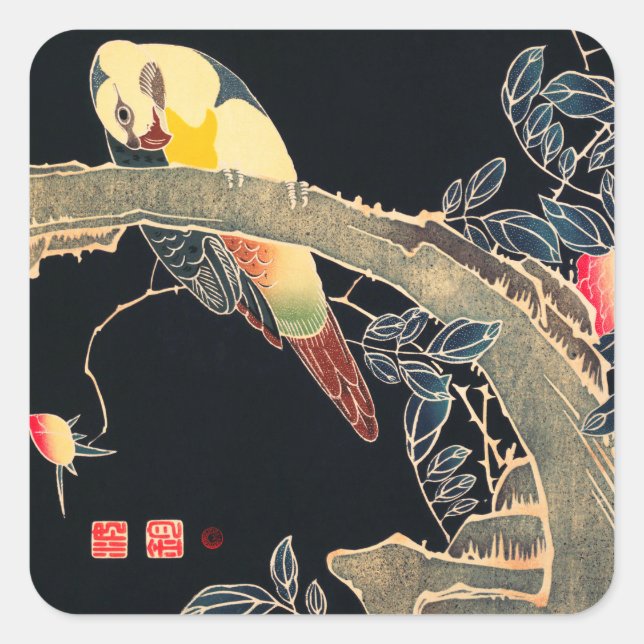 ADESIVO QUADRADO ENVELOPE SEAL STICKER: BLOCO DE MADEIRA JAPONÊS (Frente)