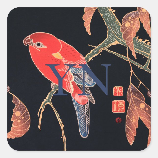 ADESIVO QUADRADO ENVELOPE SEAL STICKER: BLOCO DE MADEIRA JAPONÊS (Frente)