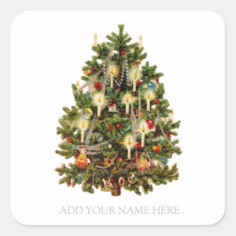 ADESIVO QUADRADO ENVELOPE SEAL STICKER COM ÁRVORE DE NATAIS VINTAGE