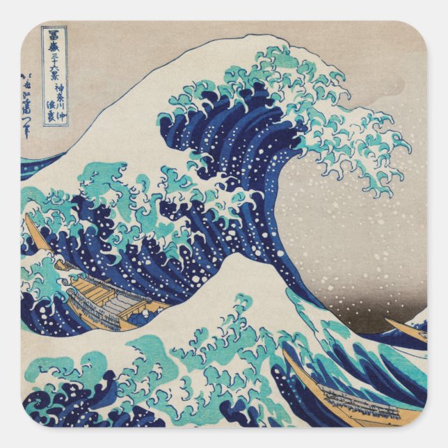ADESIVO QUADRADO ENVELOPE SEAL STICKER : HOKUSAI : A ONDA (Frente)