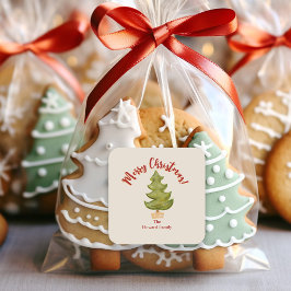 Adesivo Quadrado Envelope Tradicional Vermelho da Árvore Natal