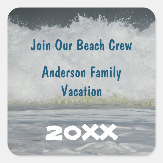 Adesivo Quadrado Envelope Trip para Reunião do Oceano de Férias de  (Frente)