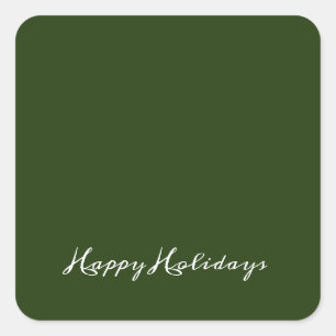 Adesivo Quadrado Envelope Verde de Script Feliz de Natal