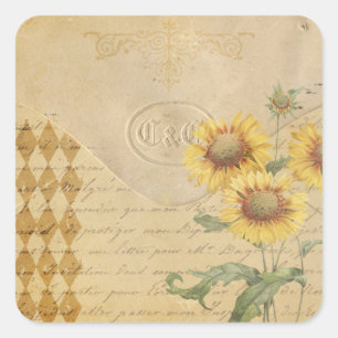 Adesivo Quadrado Envelope Vintage Scrapbook Envelope Envelhecido