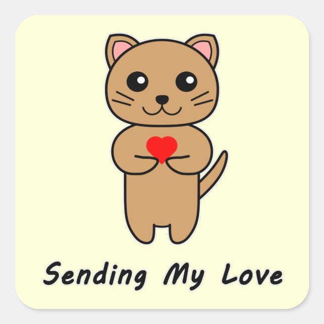 Adesivo Quadrado Enviando meu fundo amarelo de amor (Frente)