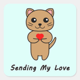 Adesivo Quadrado Enviando meu fundo azul de amor