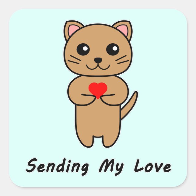 Adesivo Quadrado Enviando meu fundo azul de amor (Frente)