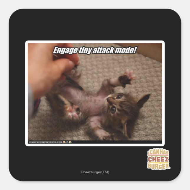 Adesivo Quadrado Envolva o modo de ataque minúsculo! (Frente)