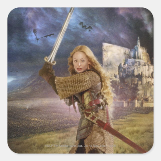 Adesivo Quadrado Eowyn Raises Sword (Frente)