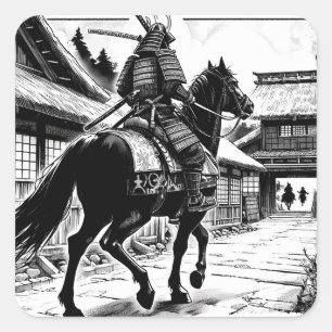 Adesivo Quadrado Epic Samurai Rider Impressão de Arte de Manga