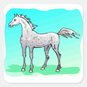 Adesivo Quadrado Equídeo do Tema Cavalo de Cinza Despida