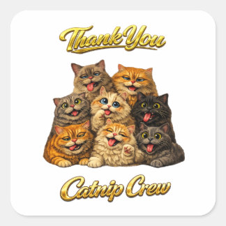 Adesivo Quadrado Equipe Catnip Carinhas de Gato Fofas e Divertidas