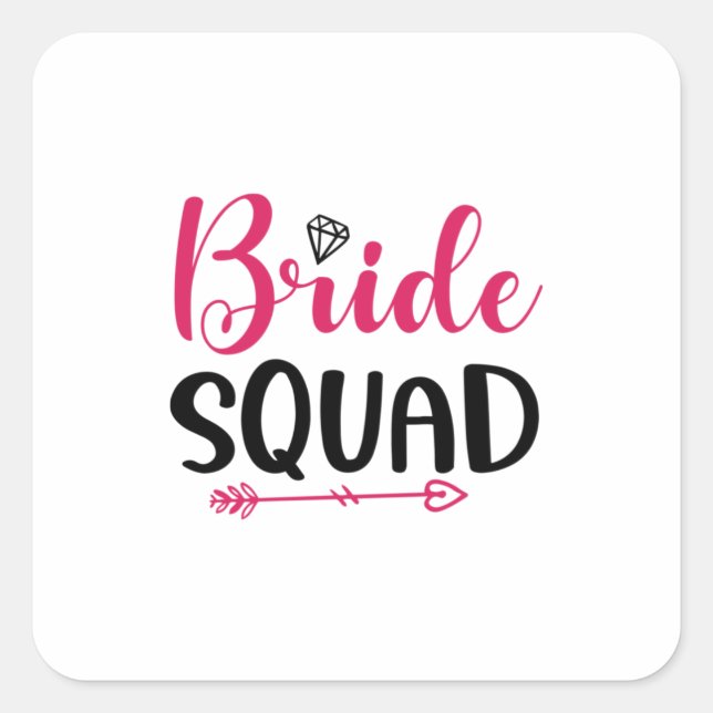 Adesivo Quadrado Equipe da Noiva de Casamento (Frente)