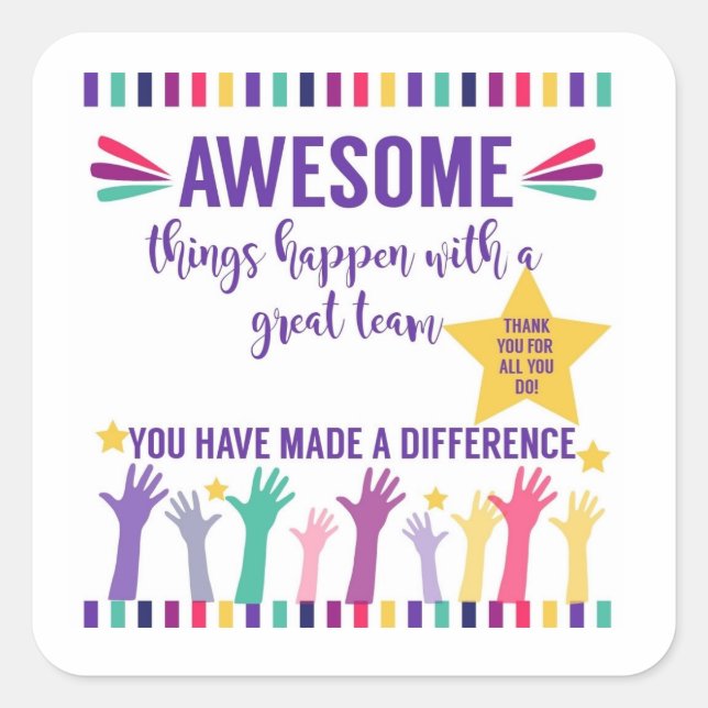 Adesivo Quadrado Equipe de excelentes incrível (Frente)