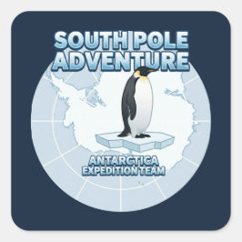 Adesivo Quadrado Equipe de Expedição à Antártida Aventura no Polo S