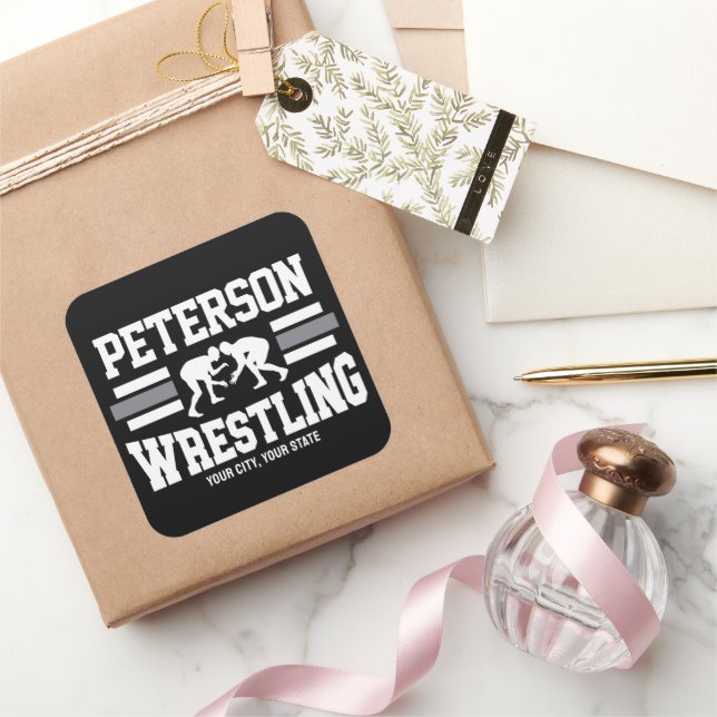 Adesivo Quadrado Equipe de Luta do atleta da Escola de NOME ADD do  (Presentear)